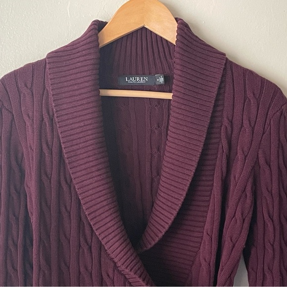Lauren Ralph Lauren Shawl Cable Knit Tailored Fit Sweater - Picture 6 of 16